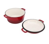 Generic Pentola Rotonda in Ghisa da 5 QT con Coperchio per Padella da 2 QT: Opzioni di Cottura Versatili per Pasti Deliziosi