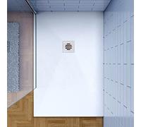 GENERIC Piatto Doccia Bianco 80x120cm in Pietra Artificiale e Resina Mista, Effetto Ardesia Ruvido, C3 Antiscivolo, Resistente agli Urti e Deformazioni, Incl. Piletta e Tubo