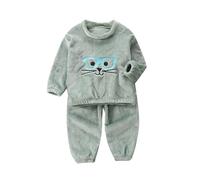 Generic Pigiama da Indossare per la casa in Flanella di Cartone Animato per Bambini Caldo e Addensato per Ragazzi e Ragazze Autunno e Inverno Pigiama Coccinella Bambina Verde EU Size 6-7 anni