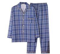 Generic Pigiama da uomo 2 pezzi in cotone invernale, pigiama da uomo verde, bianco, grigio, a quadretti, casual, morbido e confortevole, taglia grande, economico, XXXXL