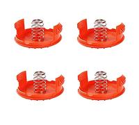 Generic PILO Pack of 4 Covers, Line Cap, Cover Replacement Springs for Trimmer Spool, Black Decker, RC-100-P Lawnmower, plastica