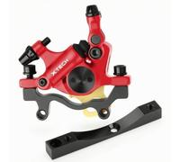 Generic Pinza Frenante Idraulica con Supporto Adattatore in Metallo Anodizzato E Leva Azionamento per Monopattino Elettrico con Attacco Tubo Freno Adatto per, Rosso + Staffa Di Conversione