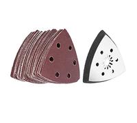 Generic Platorello Abrasivo Triangolare Durevole 90 Mm 6 Fori 61 Pezzi Carta Vetrata Oscillante Lucidante Multiutensile per Smerigliatura Generale, Lucidatura, Levigatura Ideale per Legno, Metallo,