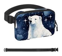 Generic Polar Bear Watching Stars-1727 Marsupio per uomini e donne, marsupio con cinturino regolabile, alla moda, borsa a tracolla ovunque, per viaggi all'aperto, corsa, escursionismo, multicolore,