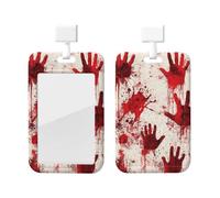 Generic Porta badge con stampa bianca e rossa scorrevole, porta badge da lavoro, verticale, ideale come regalo per ufficio e lavoro