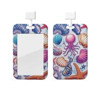 Generic Porta badge scorrevole con stampa a tema oceano, porta badge da lavoro, protezione verticale per carte di credito, regali per ufficio e lavoro