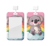 Generic Porta badge scorrevole con stampa di koala e arcobaleni, porta badge da lavoro, protezione verticale per carte di credito, regali per ufficio e lavoro