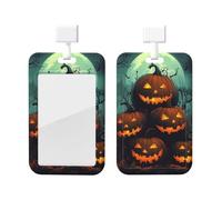 Generic Porta badge scorrevole con stampa di zucche di Halloween, porta badge da lavoro, protezione verticale per carte di credito, regali per ufficio e lavoro