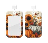 Generic Porta badge scorrevole con stampa zucca autunnale, custodia per badge da lavoro, protezione verticale per carte di credito, regali per ufficio e lavoro