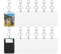 Generic Porta carte rettangolari portatili con portachiavi, 12 porta badge in pelle per sublimazione, stampabile, custodia vuota per passaporto aziendale, carta d'identità a sublimazione