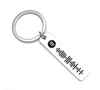 Generic Portachiavi Personalizzato con Codice Spotify Scansionabile, Romantico, Unisex, Argento, Portachiavi Spotify Personalizzato