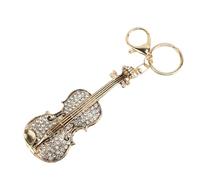 Generic Portachiavi Violino Rinestone a Pendente Tsting Musicale Strumento di Moda Accessorio per le Chiavi in lega di Zinco Rinestone 1 di Compleanno per Pc (WHITE)