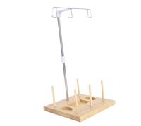 Generic Portafilo da Ricamo, Supporto per Rocchetto di Filo Leggero e Compatto, Uso Versatile per il Cucito Domestico, Base in Legno con Accessori (pino, plastica 4)