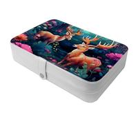 Generic Portagioie da viaggio con fiori e cervi, foresta portatile per anelli, orecchini, collane. Ottimo regalo per donne che amano viaggiare, grande custodia organizer - 1 confezione