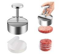 Generic - Pressa manuale per carne, pressa per slider, per tortini di hamburger con 100 pezzi di carta per tortini di hamburger - Stampi regolabili per tortini di hamburger, in acciaio inossidabile