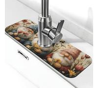 Generic Primavera Estate Stampa 3D Lavello Della Cucina Splash Guard Tappetino Del Rubinetto, Paraspruzzi Dietro Rubinetto Drip Catcher per Cucina Bagno 15 × 38 Cm