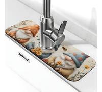 Generic Primavera Estate Stampa 3D Lavello Della Cucina Splash Guard Tappetino Del Rubinetto, Paraspruzzi Dietro Rubinetto Drip Catcher per Cucina Bagno 15 × 38 Cm