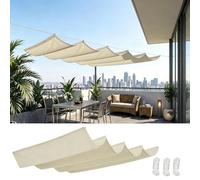 Generic Protezione Ringhiera Balcone Spessa 100x300cm Tenda a Pacchetto per Esterno a Onde con Occhielli,Premium 230g/m² Tessuto Oxford Oscurante,Isolamento Termico per Corrimano,Beige