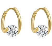 Generic PULABO Elegante Trendy Twist Geometrico Regalo Strass Piccola Fragranza Stile Donne Orecchini Coreano Ear Stud Zircone Orecchini a Cerchio con Fibbia Dell'orecchio (Oro) moda