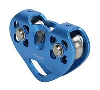 Generic Puleggia Zipline Doppia da Arrampicata Trasporto Aereo a Doppio Cuscinetto Durevole per Arrampicata su Roccia, Trasporto di Carichi, Salvataggio Elettrico, Puleggia da 30KN, Leggera e (BLUE)