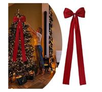 Generic Puntale per albero di Natale rosso extra large, fiocco gigante da 145 cm, con stelle filanti da 1,2 m, design tradizionale in raso, perfetto per alberi di Natale, regali, ghirlande e altro