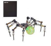 Generic Puzzle 3D in metallo per adulti, kit modello ragno con sfera di cristallo LED incandescente da 2 cm, 260 pezzi + modello meccanico fai da te Steampunk, decorazione della stanza e regalo per