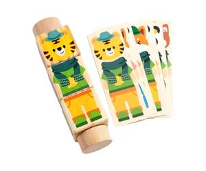 Generic Puzzle in legno con blocchi rotanti a tema animale, robusto e interattivo, per l'apprendimento precoce e il riconoscimento tra genitori figli,