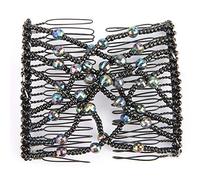 Generic Resistente e Facile da Usare Perline Magiche per Capelli per Ragazza Clamp/Holder a Pettine Estensibile per Tutti i Tipi di Capelli Blu Viola Nero Rosa Bianco 3,3 * Pollici (BLACK)