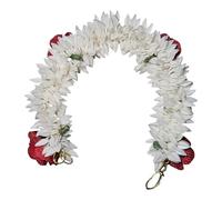 Generic S,S Store, accessori per capelli tradizionali indiani Gajra, con fiori artificiali, gioielli fatti a mano, da donna, per feste da sposa, chignon Mehndi, rosso e bianco
