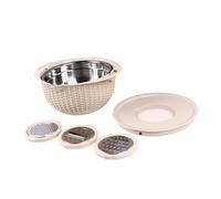 Generic Scodella Versatile 4 in 1 in Acciaio Inossidabile con Utensili per Affettare, per Preparare la, Vivere Sano, Durevole, Facile da Pulire, per Vivere in Appartamento (Beige)