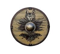 Generic Scudo vichingo lupo, scudo medievale, scudo personalizzato, scudo nordico, scudo vichingo larp, arredamento vichingo, scudo da battaglia, scudo sca nero, nero, 61 cm