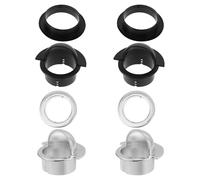 Generic Set 8 Pezzi Tazze D’ingresso in Plastica Nera e Cromata per Calcio Balilla, Accessori per Porta Foro Doppio, Compatibili Tavoli da Gioco per Uso Indoor e Ricreativo