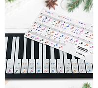 Generic Set Adesivi Tasti Pianoforte Rimovibili Trasparenti per Principianti Tastiera a 61 Tasti con Note Musicali e Numeri