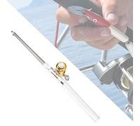 Generic Set Canna da Pesca e Mulinello Telescopico Compatto a Forma di Penna per Zaino in Spalla, Forza Frenante Regolabile, Pescatori (SILVER)