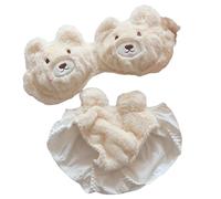 Generic Set da casa Sexy e Carino in Peluche, Set Reggiseno da Salotto in Peluche e Accogliente, per Donna (Apricot Bear, L)