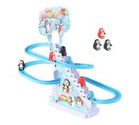 Generic Set Da Corsa Dei Pinguini, Piccolo Scivolo per Pinguini, Pista Da Corsa con Luci LED Lampeggianti, Gioco per Bambini con Pinguino Che Sale, R, 9