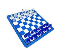 Generic Set da Gioco di Scacchi per Adulti e Bambini con Pezzi PS per un Divertimento Strategico Classico a Casa 24 Cm (Blu Bianco)