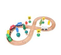 Generic Set da Gioco Educativo in Legno per Costruire Binari del Treno Che Promuove la Consapevolezza Spaziale e le capacità Motorie Complesse 18 Blocchi di Binari 5 Macchinine per Bambini Dai 3