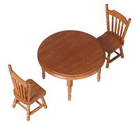 Generic Set da Tavolo Rotondo in Miniatura in Legno di Betulla per Casa delle Bambole, Sedia da Tavolo da Pranzo Semplice Ed Elegante per la Decorazione dei Mobili della Casa delle Bambole Nella