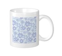 Generic Set di 1 tazza con stampa floreale blu cartone animato carino bel motivo floreale a forma di cuore per bambini in ceramica azzurro collezione ufficio palestra ufficio campeggio con maniglie