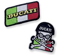 Generic - Set di 1 toppe ricamate con ferro da stiro per Ducati Biker Rider - Toppa ricamata decorativa con ricamo a tema cranio - Nero - 4,7 x 3,3 cm | 6,5 x 7 cm - Cotone - Motocicletta
