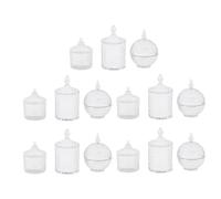 Generic Set di 15 Barattoli di Caramelle in Miniatura con Rombi a Strisce e Forme Sferiche per la Decorazione Fai-da-te della Casa delle Bambole (Trasparente)