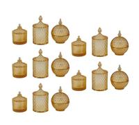 Generic Set di 15 Barattoli di Caramelle in Miniatura con Rombi a Strisce e Forme Sferiche per la Decorazione Fai-da-te della Casa delle Bambole (BROWN)
