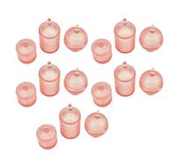 Generic Set di 15 Barattoli di Caramelle in Miniatura con Rombi a Strisce e Forme Sferiche per la Decorazione Fai-da-te della Casa delle Bambole (PINK)