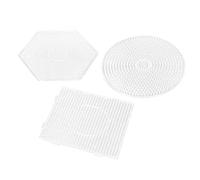 Generic Set di 3 Tavolette con Perline di Plastica per Lavori Creativi per Bambini con Forme Esagonali Rotonde Quadrate, Progetti Fatti a Mano Fai da Te, Plastica Trasparente Resistente