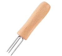Generic Set di 4 Forchette per Barbecue in Acciaio Inossidabile con Manici in Legno per Grigliate e Feste, 10,5 Cm