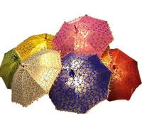 Generic Set di 5 ombrelli indiani da matrimonio | Ombrelli decorativi ricamati in cotone rosa | Ombrelli ottagonali fatti a mano | Medio