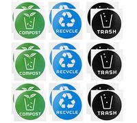 Generic Set di Adesivi Rotondi per Rifiuti da 60 Pezzi, Etichette per Riciclaggio e Compost Dai Colori Vivaci per Casa, Ufficio e Scuola, Adesivo in PVC Resistente, Diametro 3,9 Pollici