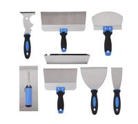 Generic Set di Attrezzi per Cartongesso da 8 Pezzi Set di Fango Durevole in Acciaio Inossidabile Perfetto per la Riparazione del Muro con Vaschetta per Fango da 14" e Strumenti di Lisciatura
