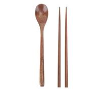 Generic Set di Bacchette con Cucchiaio di Legno a Manico Lungo, Modello in Legno Naturale Lucido, Multifunzionale per i Picnic, la Vita Studentesca